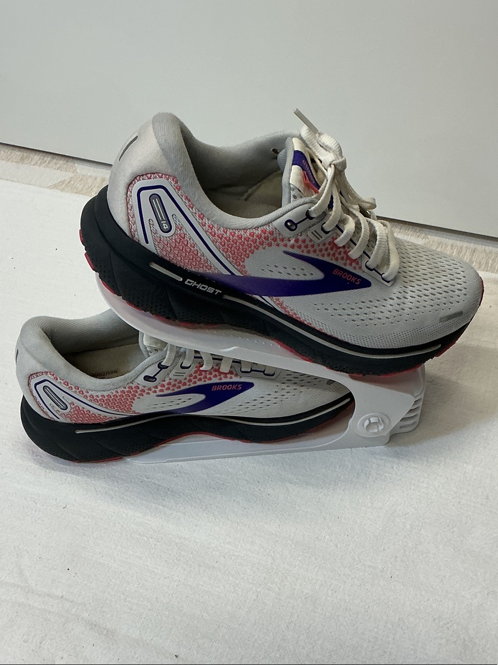 Brooks Women's Athletic Running Shoes — White with Pink & Purple Accents